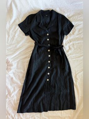 Quince 100% European Linen Button Front Dress S